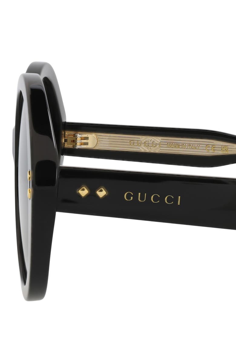Gucci 54mm Round Sunglasses, Alternate, color, Black Black Grey