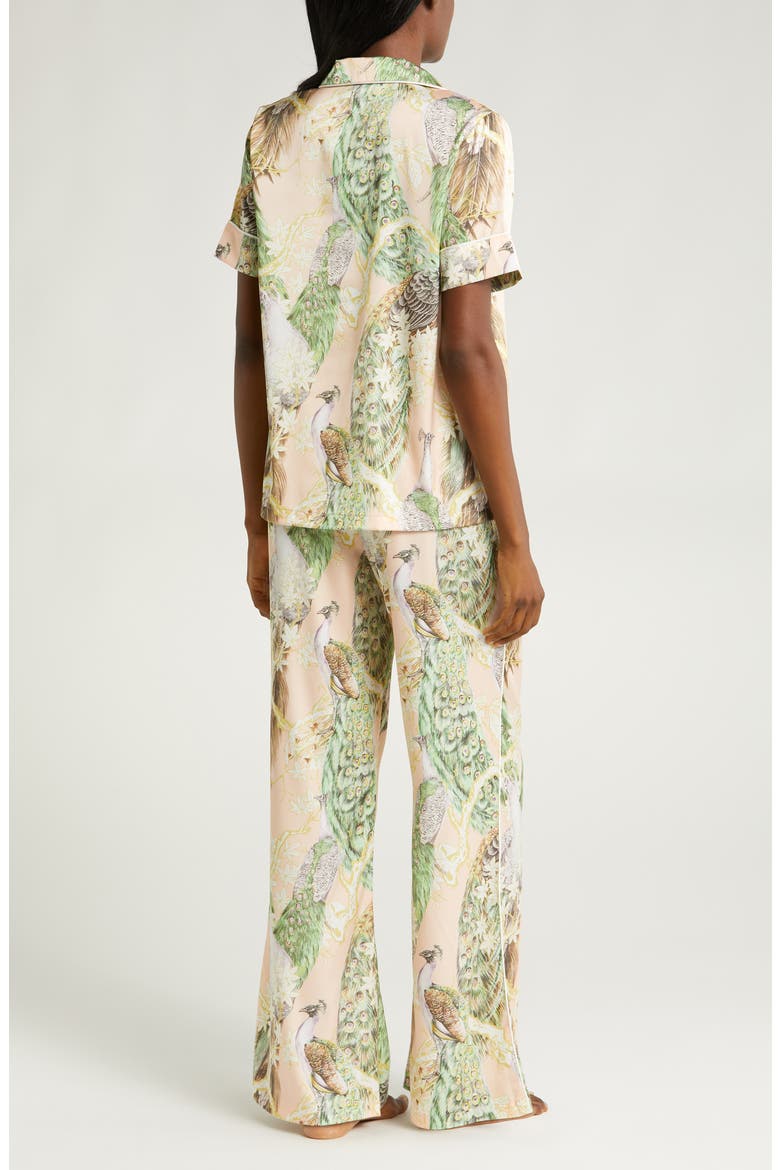 Print Wide Leg Pajamas, Alternate, color, POISED PEACOCK