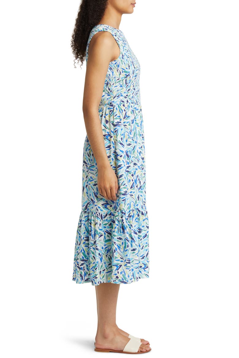Print Sleeveless Midi Dress, Alternate, color, BEACH STONES