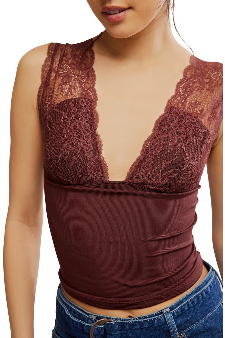 Power Pay Lace Trim Camisole, Alternate, color, BITTERSWEET