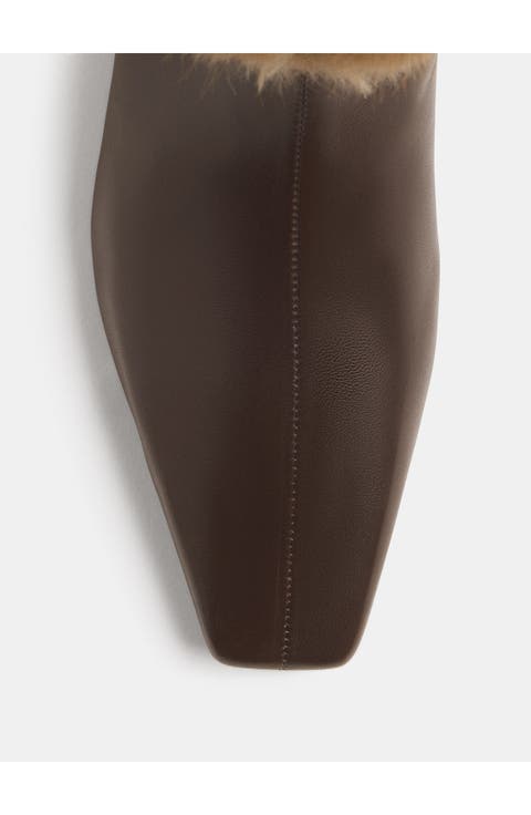 Remy Flat Ankle Boot with Faux Fur Trim