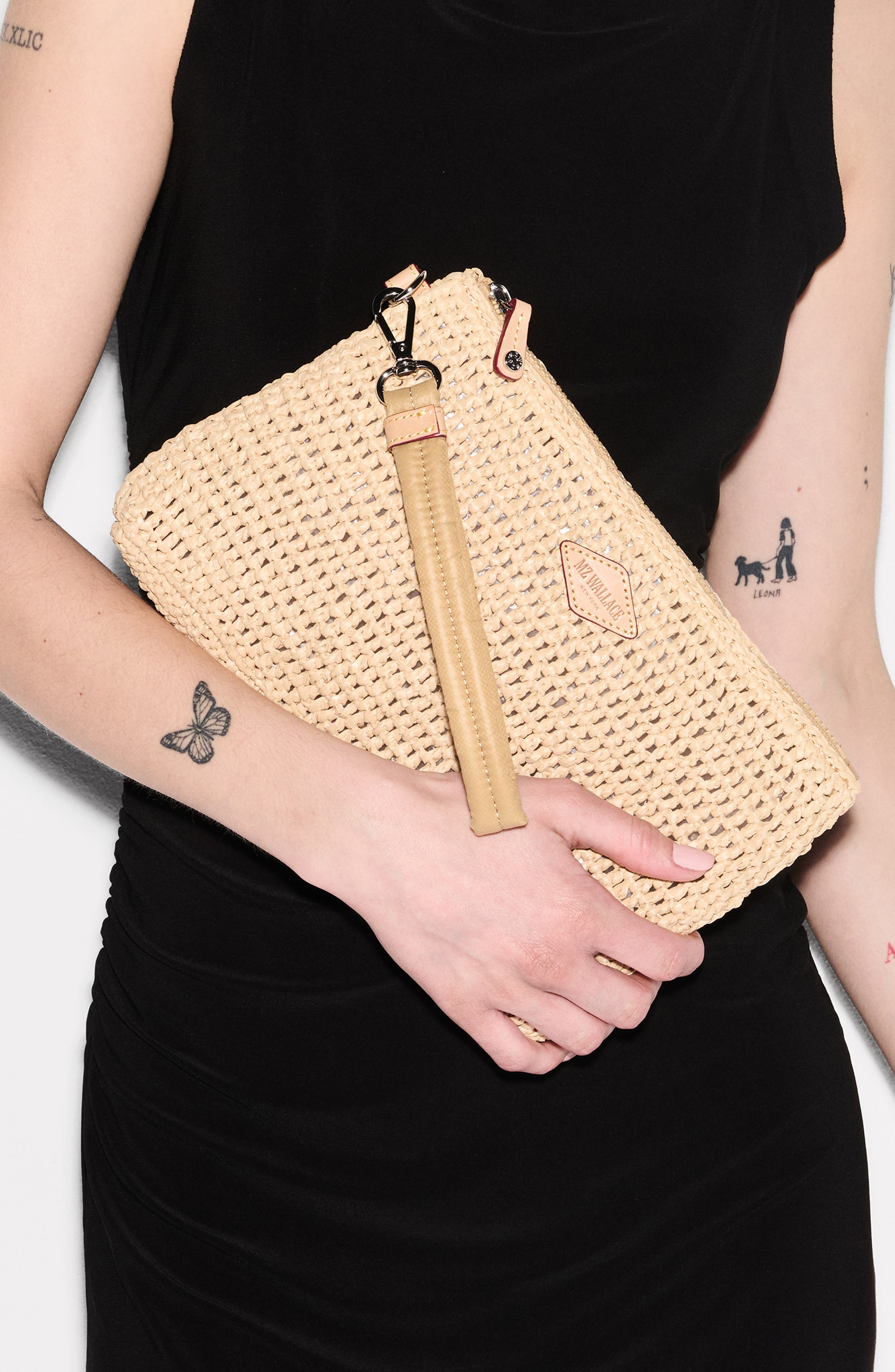MZ Wallace Crochet Clutch, Alternate, color, Camel