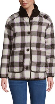 Lands' End High Pile Fleece Reversible Mixed Media Long Jacket
