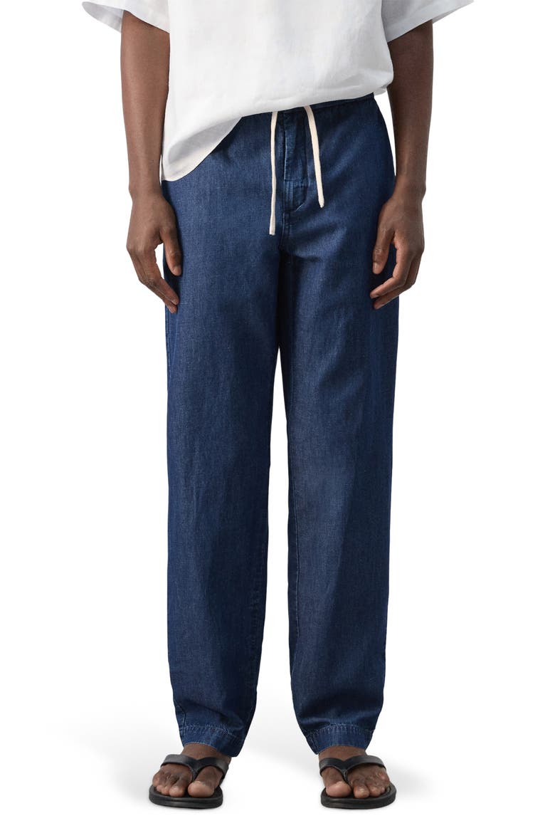 Regular Fit Drawstring Waist Jeans, Main, color, DARK BLUE