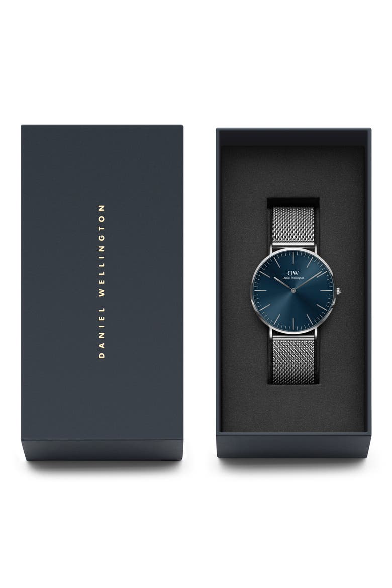 Classic Mesh Strap Watch, 40mm, Alternate, color, SILVER