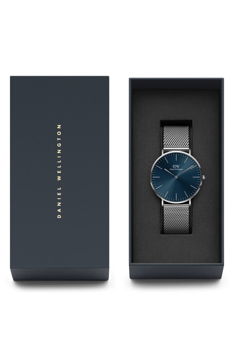 Daniel Wellington Classic Mesh Strap Watch, 40mm, Alternate, color, Silver