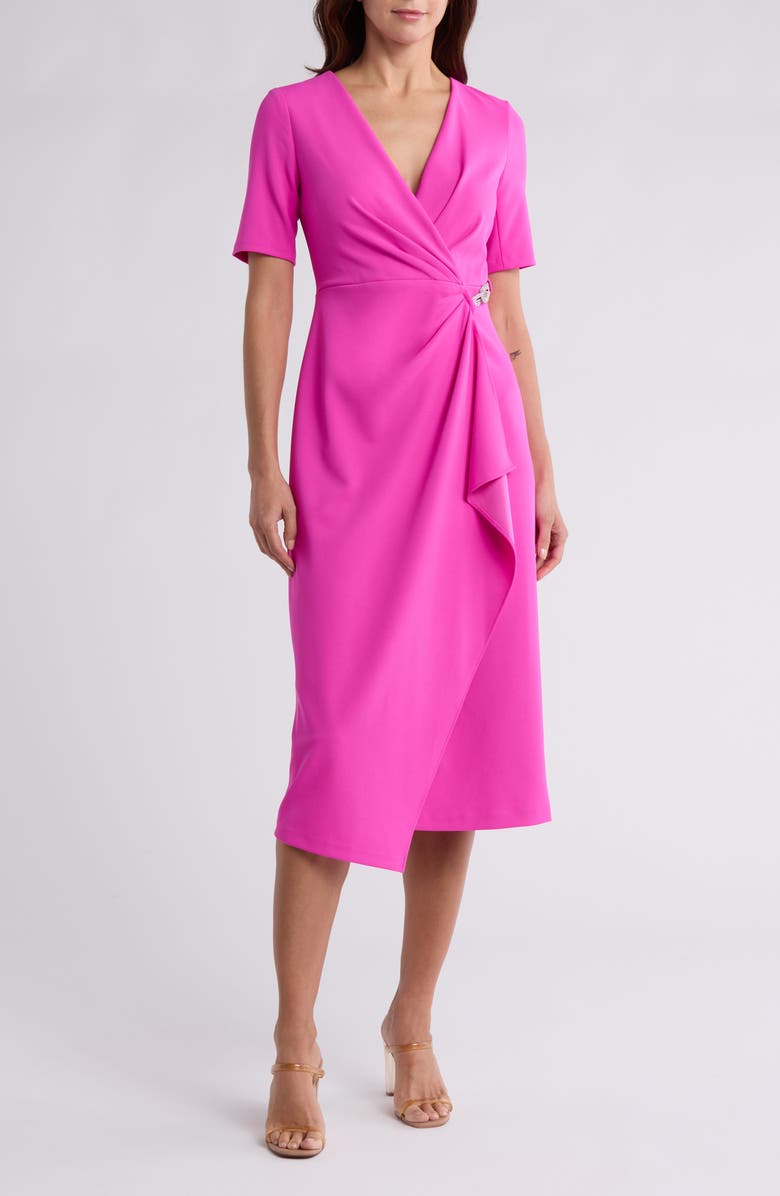 knee length dresses for ladies Donna Karan Ruched Side Midi Dress - Black