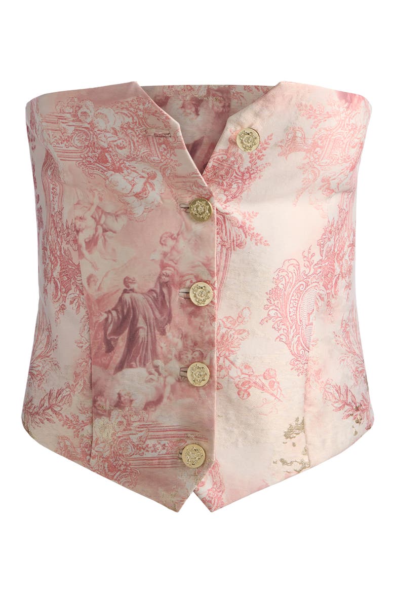Kelcey Floral Jacquard Strapless Top, Alternate, color, ENGLISH ROSE TOILE