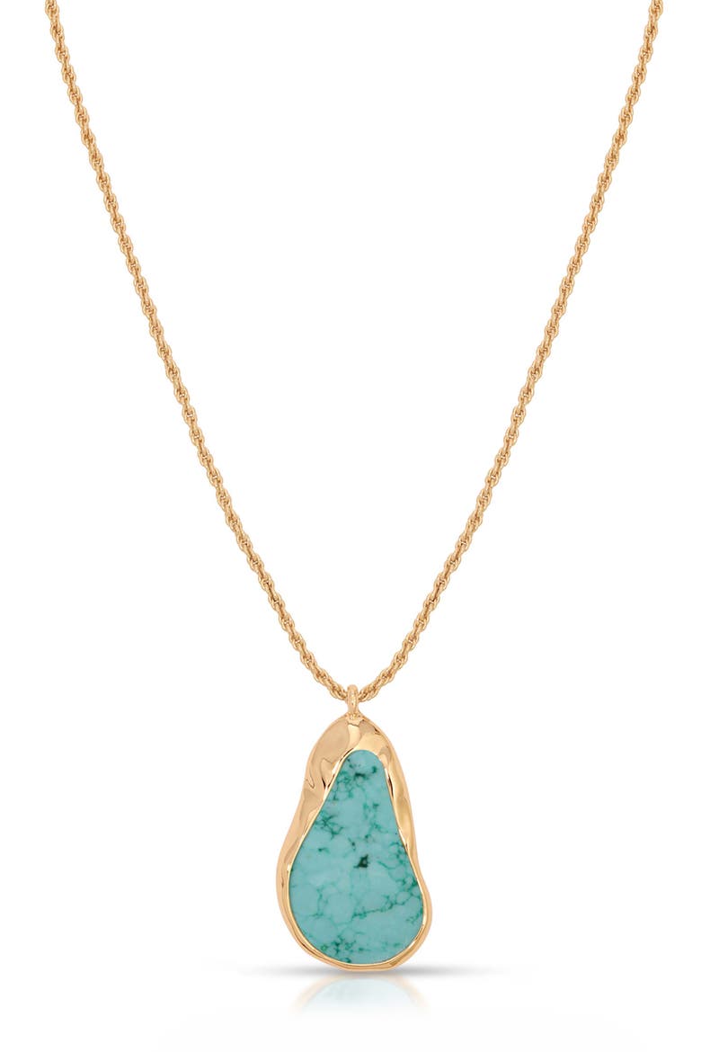 Hidden Stone Molten Pendant Necklace, Alternate, color, TURQUOISE