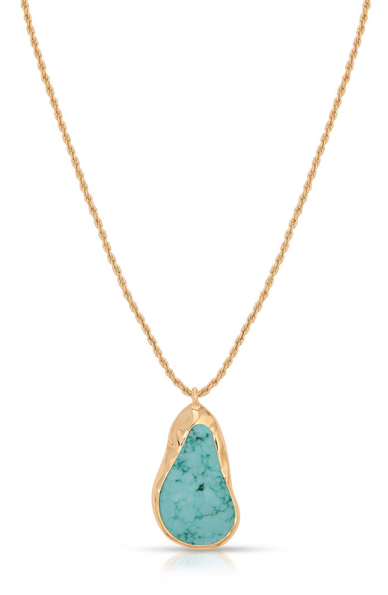 Ettika Hidden Stone Molten Pendant Necklace, Alternate, color, Turquoise