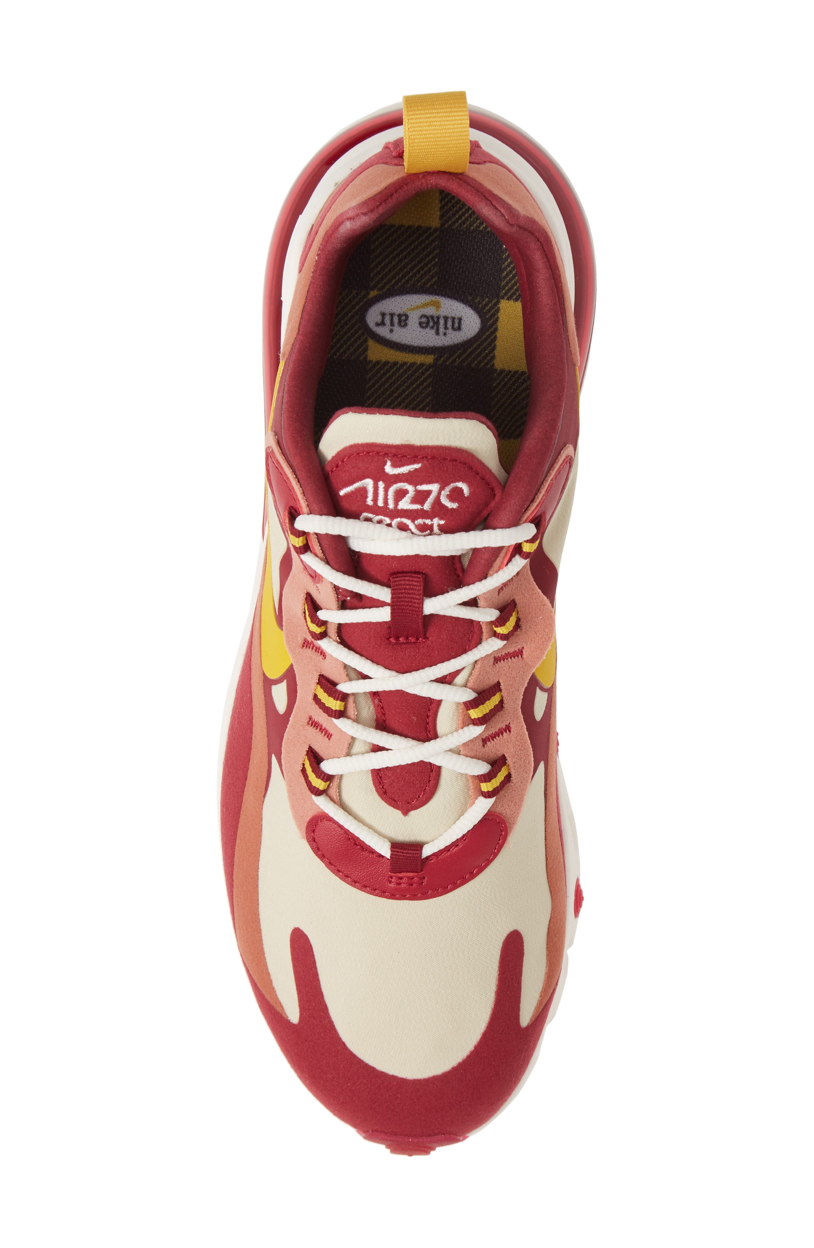 Air Max 270 React Sneaker, Alternate, color, NOBLE RED/ DARK -GOLD