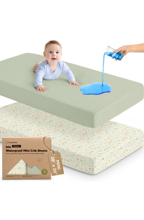 2-Pack Isla [Protect+] Waterproof Mini Crib Sheets