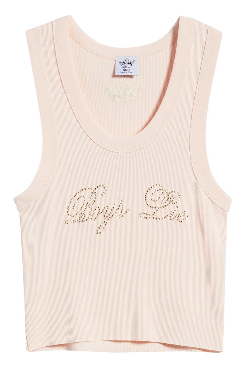Boys Will Be Boys Embellished Cotton Crop Tank, Alternate, color, PINK