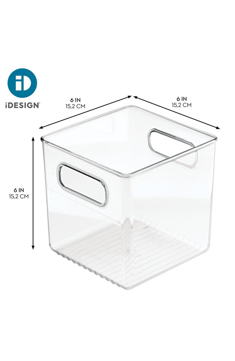 Linus Cube Storage Bin with Handles for Pantry, Set of 4, Clear, Made in USA, Alternate, color, Clear