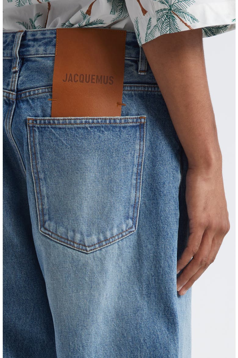 Le De-Nîmes Large Straight Leg Jeans, Alternate, color, BLUE/ TABAC