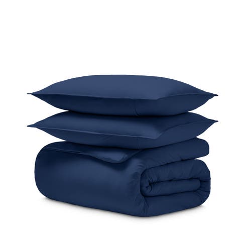 Bare Home Organic Cotton Jersey Duvet Cover & Pillowsham Set In Blue