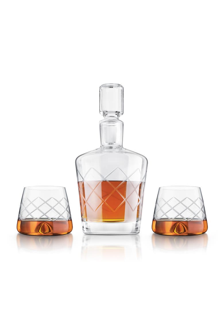 4 Piece Lead-Free Crystal Whiskey Decanter Set, Main, color, Clear