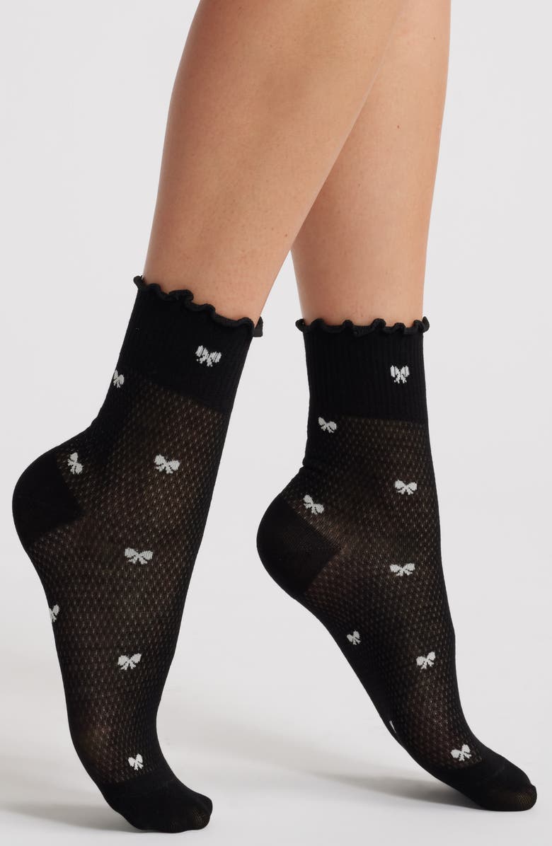 Casa Clara Carla Crew Socks, Main, color, Noir Bow