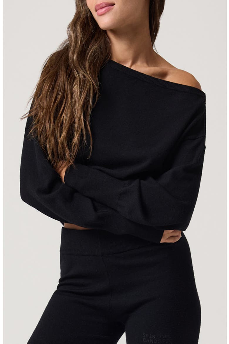 Jules Off the Shoulder Cotton Sweater, Main, color, BLACK
