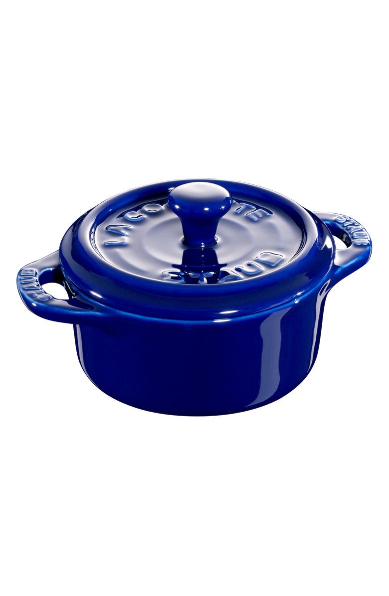 Staub Dark Blue 3-Piece Mini Round Cocotte Set, Main, color, 