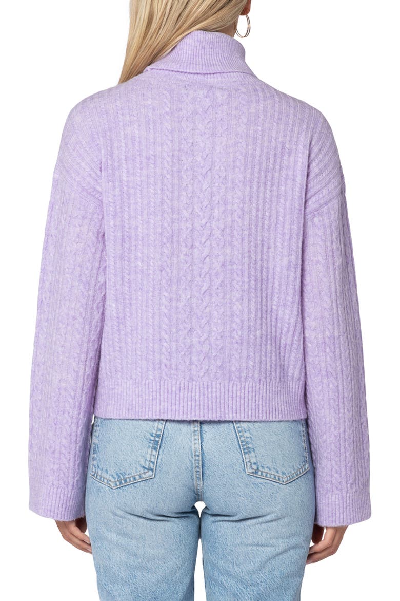 Azaria Cable Knit Turtleneck Sweater, Alternate, color, LILAC