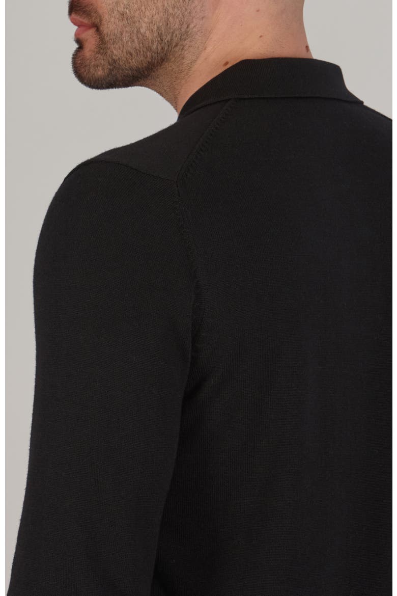 Cotton Long Sleeve Knitted Polo Shirt, Alternate, color, Black
