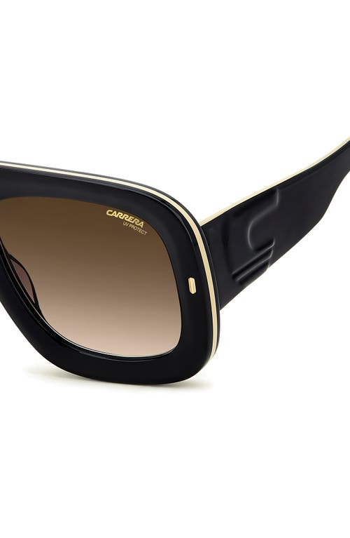 Carrera Eyewear Special Edition Flaglab 18 57mm Gradient Square Shield Sunglasses In Black Gold/brown Sf