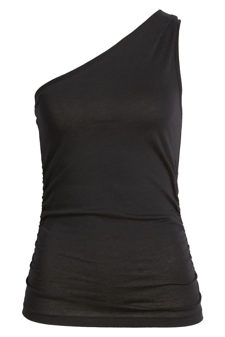 One-Shoulder Organic Cotton Tank Top, Alternate, color, BLACK