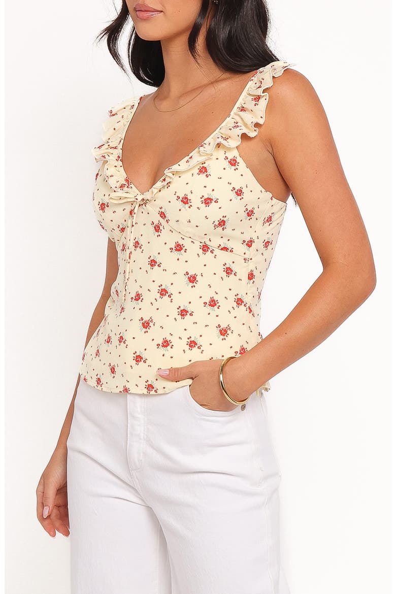 Roni Floral Ruffle Trim Tank, Alternate, color, YELLOW FLORAL