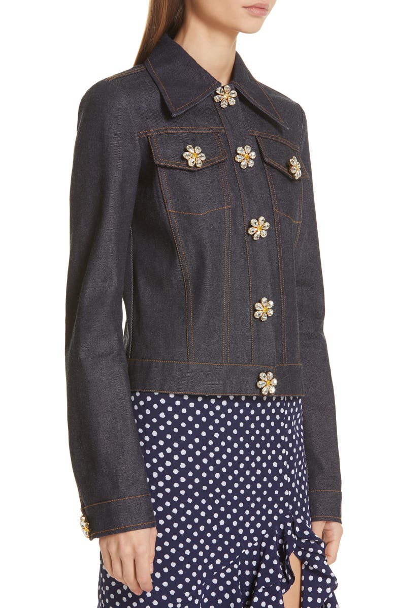 Michael Kors Jewel Button Denim Jacket, Alternate, color,