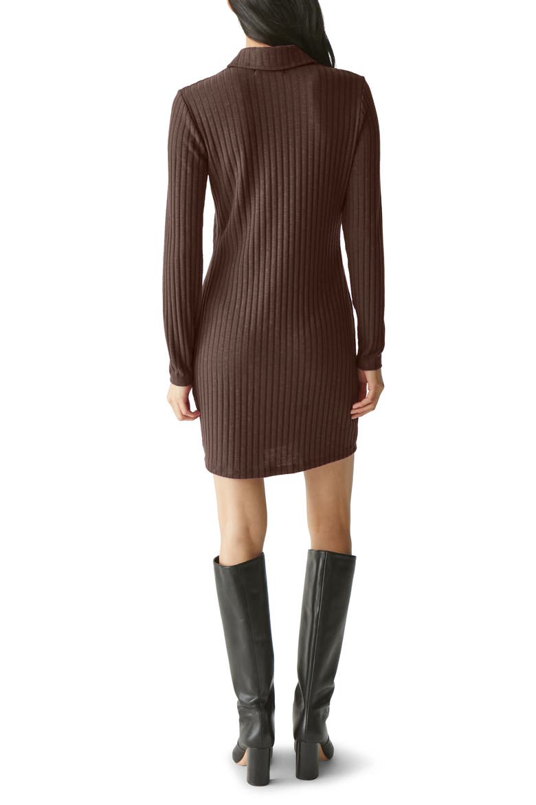 Kayla Long Sleeve Minidress, Alternate, color, JAVA