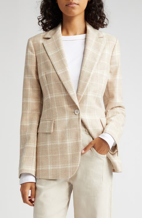Plaid Wool Blend Blazer