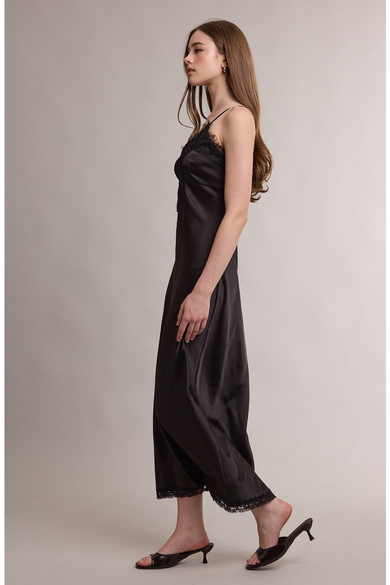 Lace Trim Sleeveless Mermaid Slipdress, Alternate, color, BLACK