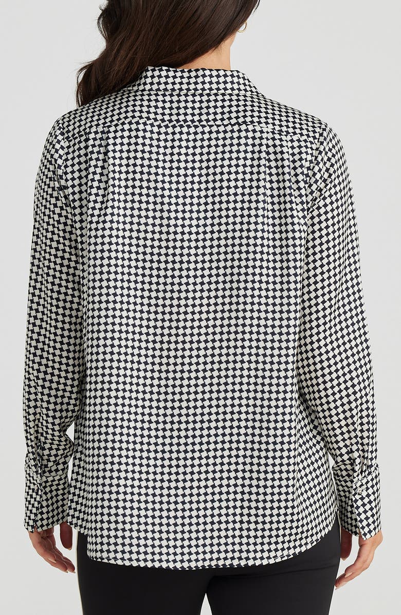 Brave+True Carrington Houndstooth Check Satin Button-Up Shirt, Alternate, color, Black Houndstooth