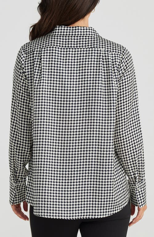 BRAVE + TRUE BRAVE+TRUE CARRINGTON HOUNDSTOOTH CHECK SATIN BUTTON-UP SHIRT