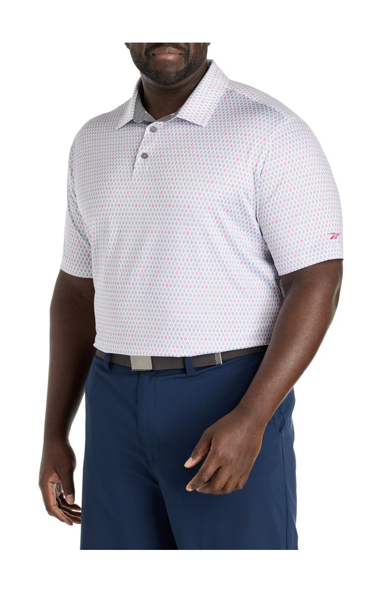 Reebok Big & Tall Contrast Diamond Print Polo Shirt, Main, color, True Pink