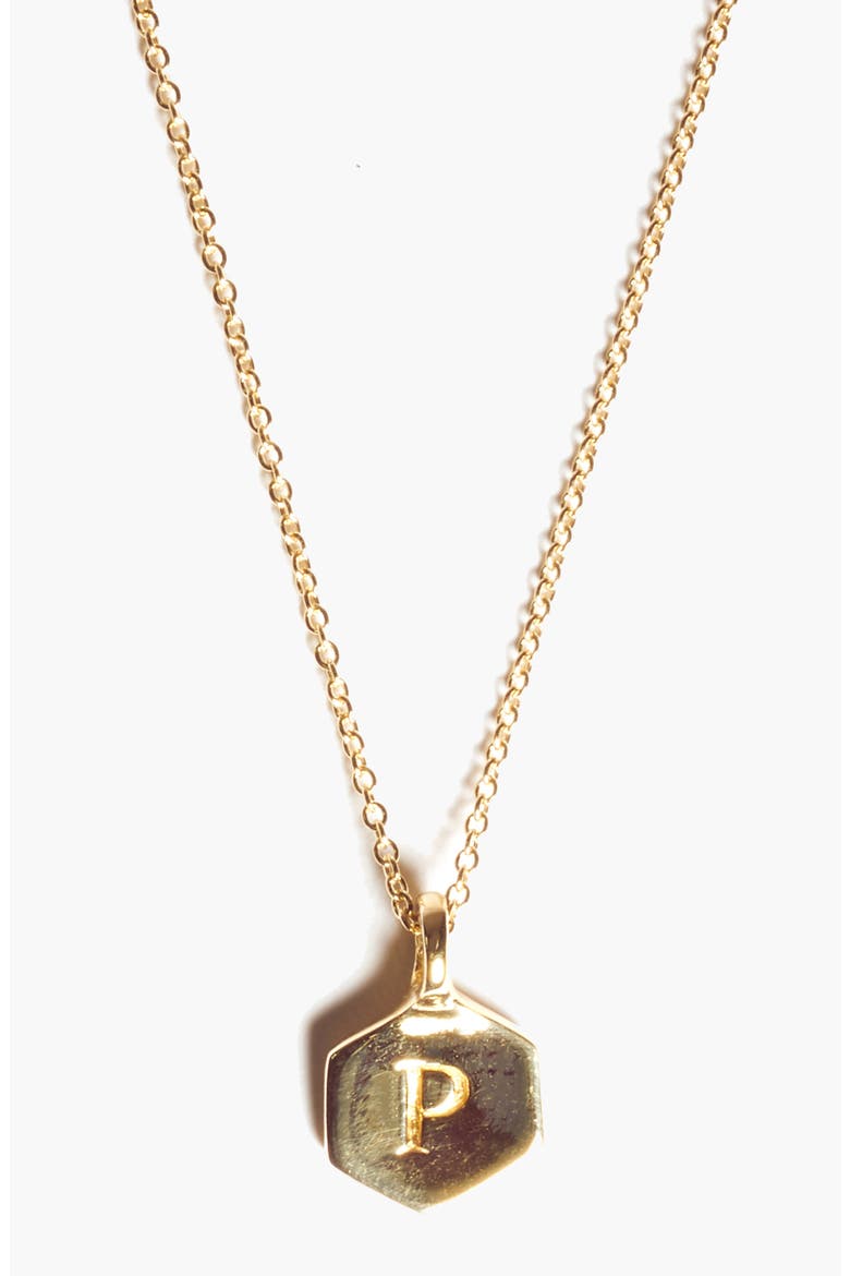 Monogram Charm Necklace, Main, color, Letter P