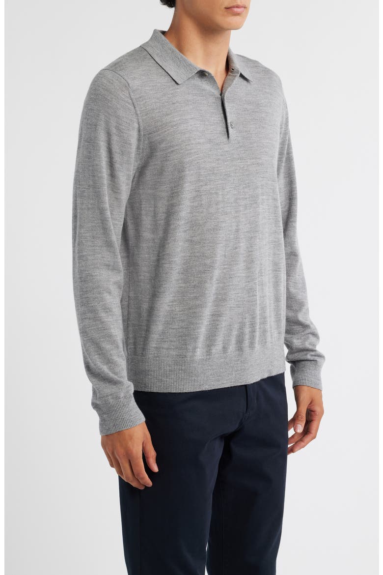 Long Sleeve Merino Wool Polo, Alternate, color, H. GREY