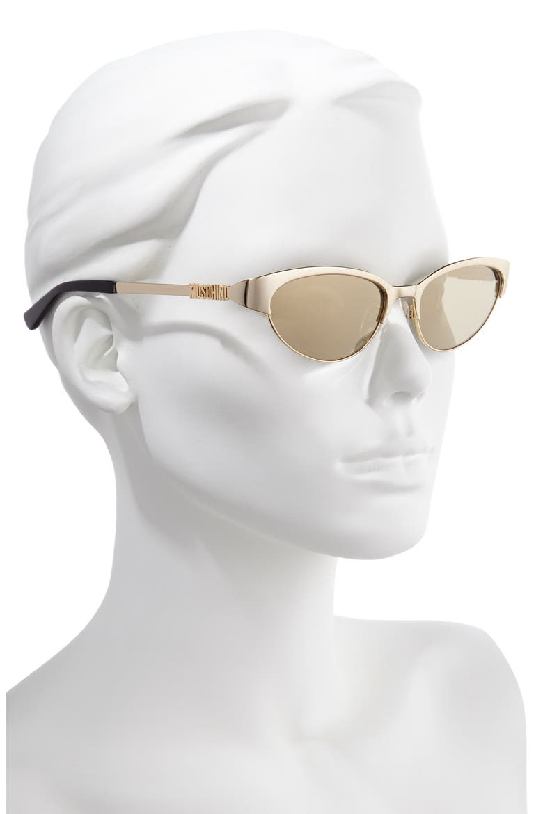 54mm Mirrored Cat Eye Sunglasses, Alternate, color, ROSE GOLD