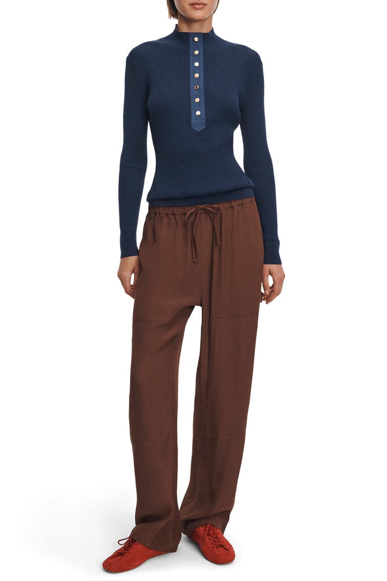 Atlas Satin Wide Leg Pants, Alternate, color, CHOCOLATE