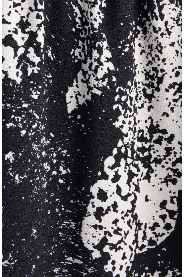 Cecussi Abstract Floral Tie Neck Midi Dress, Alternate, color, BLACK
