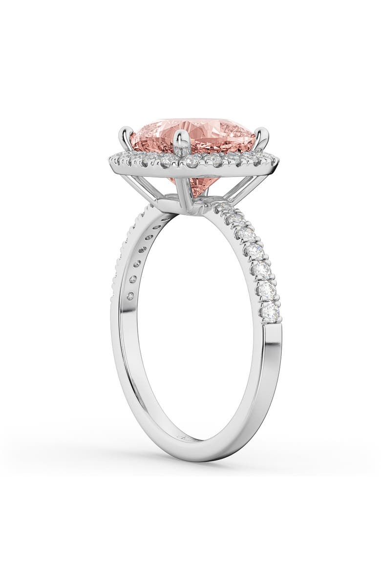 Cushion Halo Morganite & Diamond Engagement Ring 14K, Alternate, color, 3.11ct/White Gold