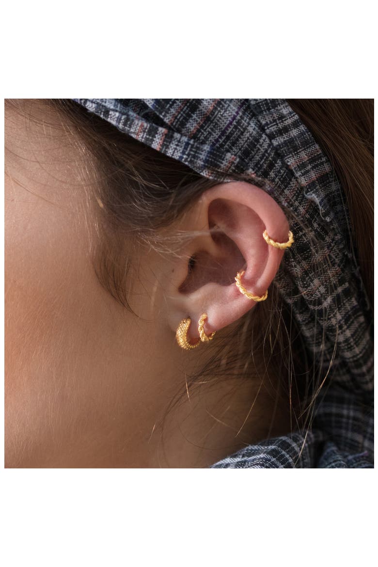 Corda Huggie Hoop Earrings, Alternate, color, GOLD