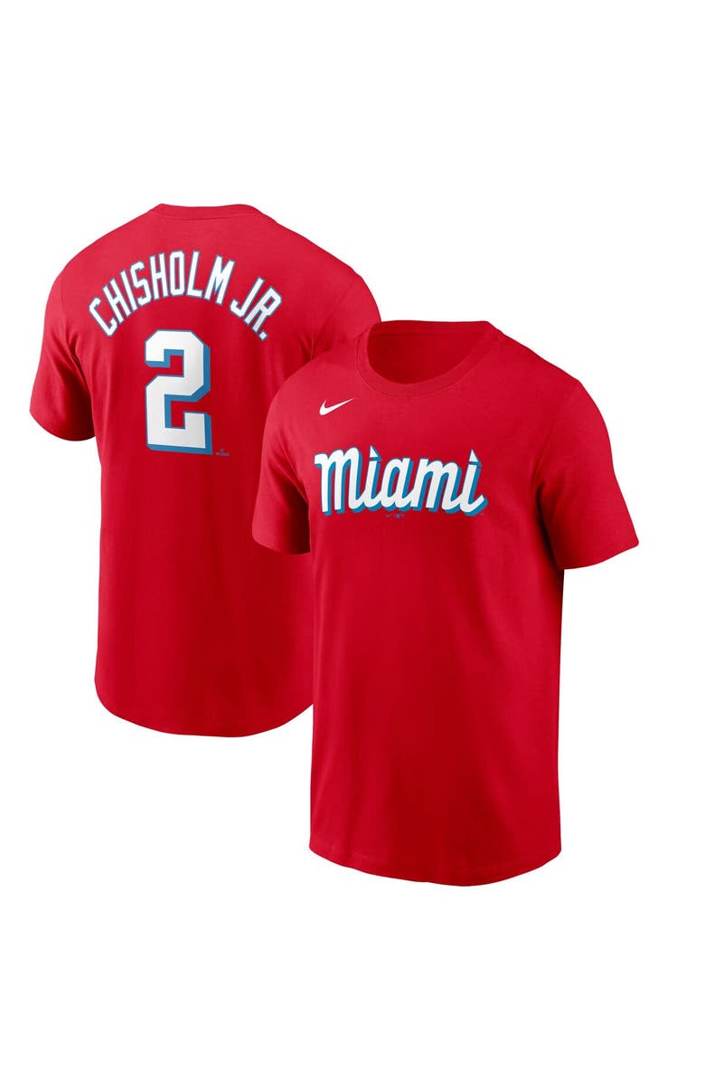 Nike Men's Nike Jazz Chisholm Red Miami Marlins City Connect Name & Number T-Shirt, Main, color,