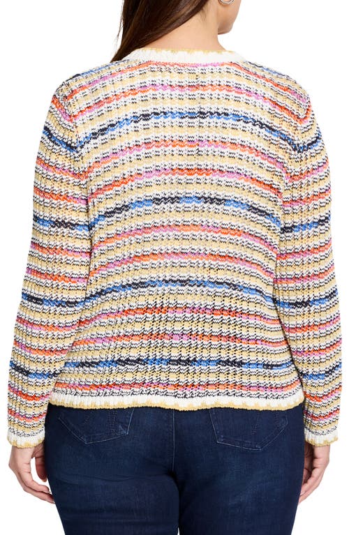 Nic + Zoe Nic+zoe Coastal Crochet Knit Jacket In Multi