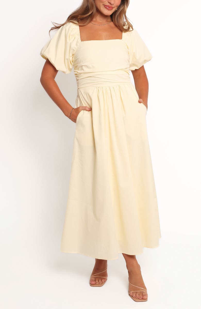 Petal & Pup Clo Puff Sleeve Midi Dress, Main, color, Yellow