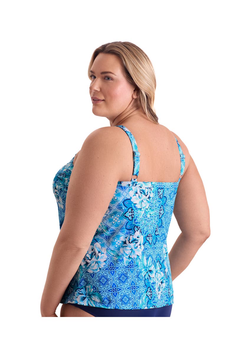 ShapeSolver High Neck Tankini Plus Size Swimsuit Top, Alternate, color, Barcelona Blues