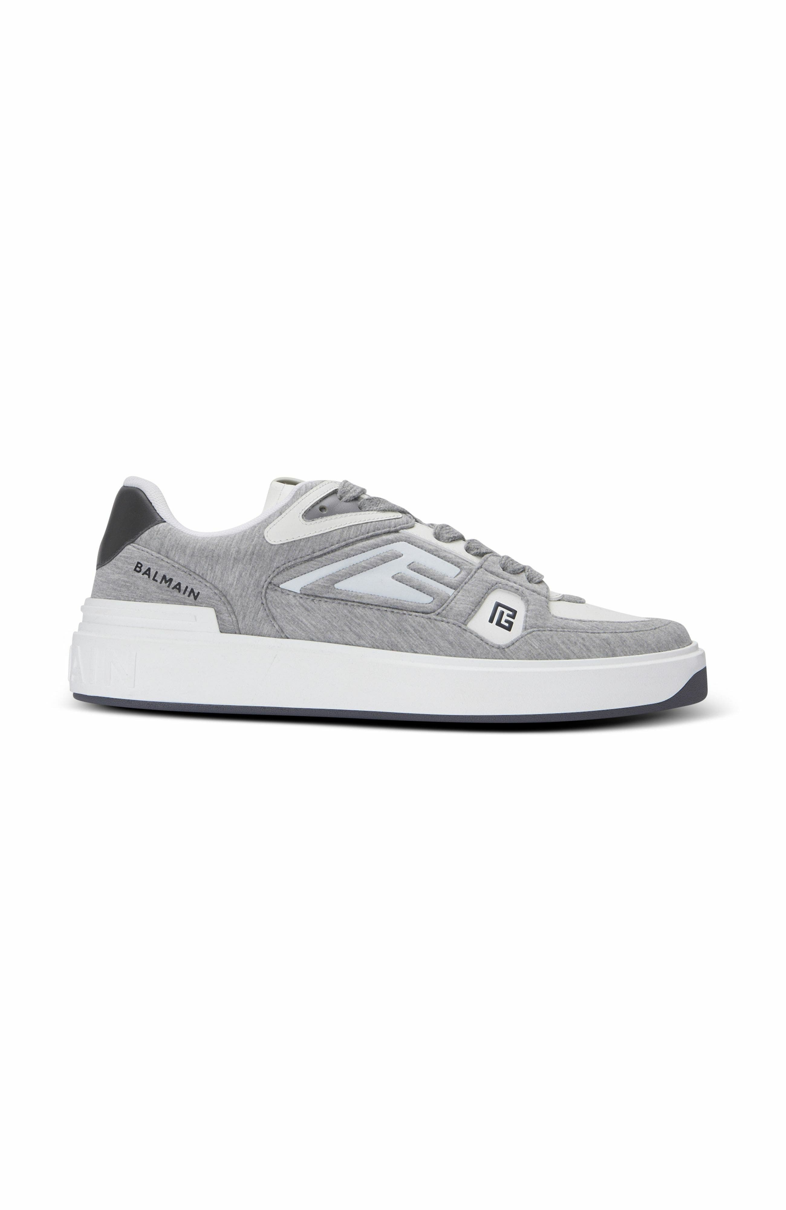 Balmain B-Court Skate Trainers In Fleece And Calfskin, Main, color, 