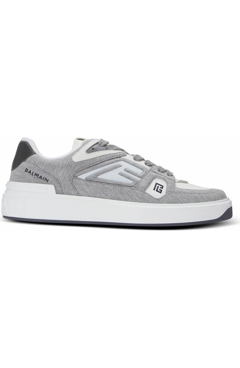 Balmain B-Court Skate Trainers In Fleece And Calfskin, Main, color,