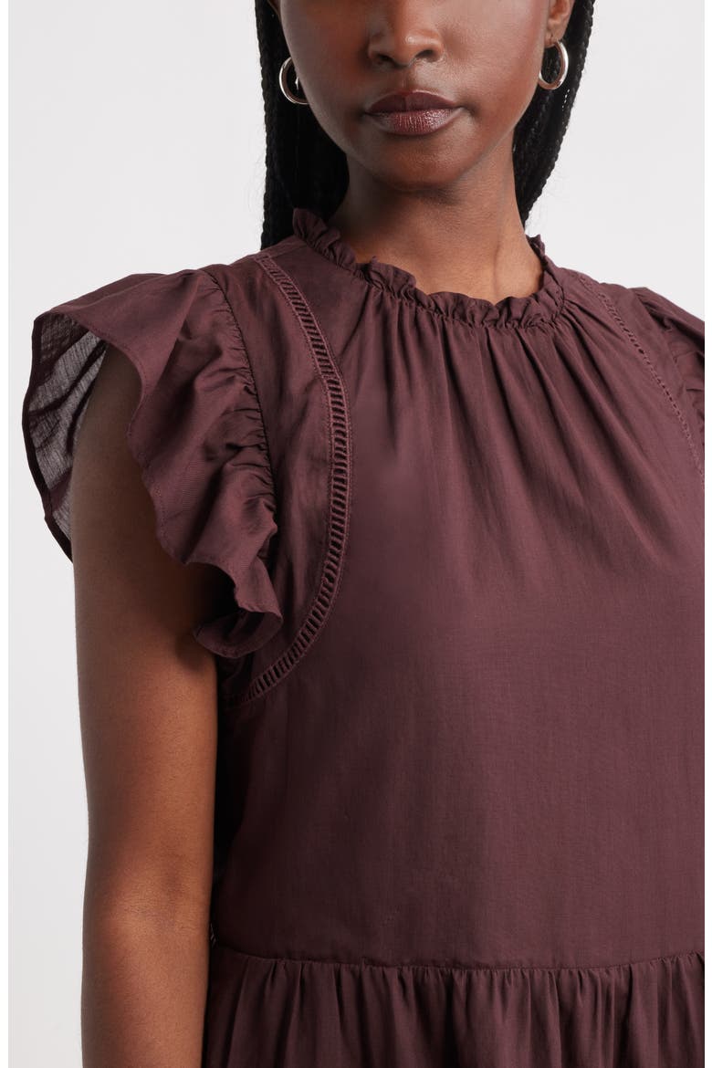 Tiered High Neck Shift Minidress, Alternate, color, BURGUNDY FUDGE